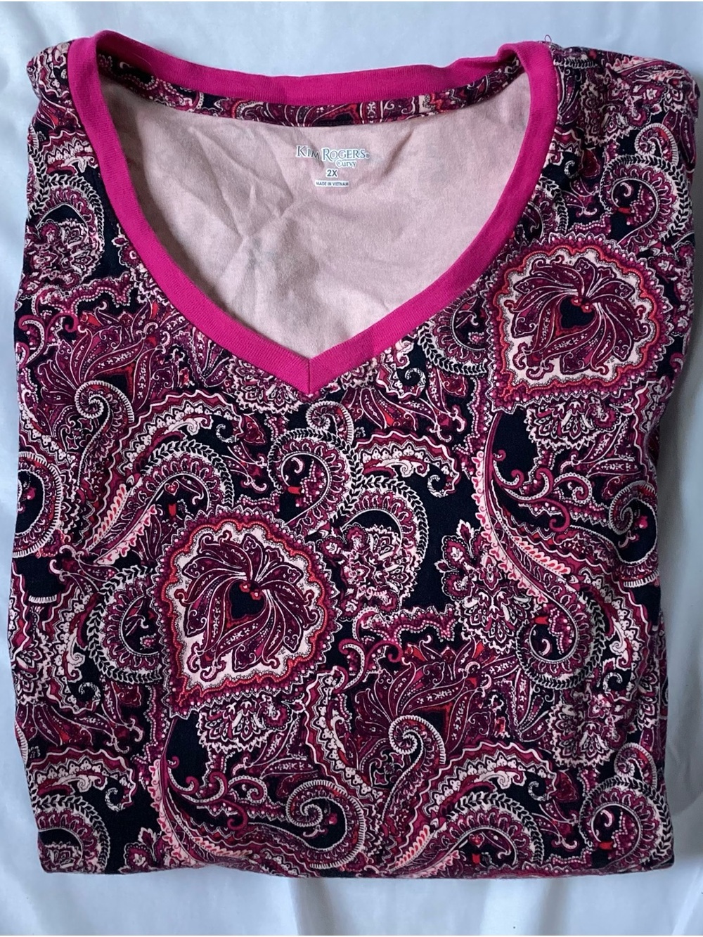 Kim Rogers Curvy Paisley Design Ladies Cotton Top Size 2X